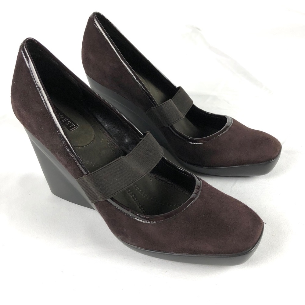 Nine West Women’s Plenty Brown Suede Wedge Shoes